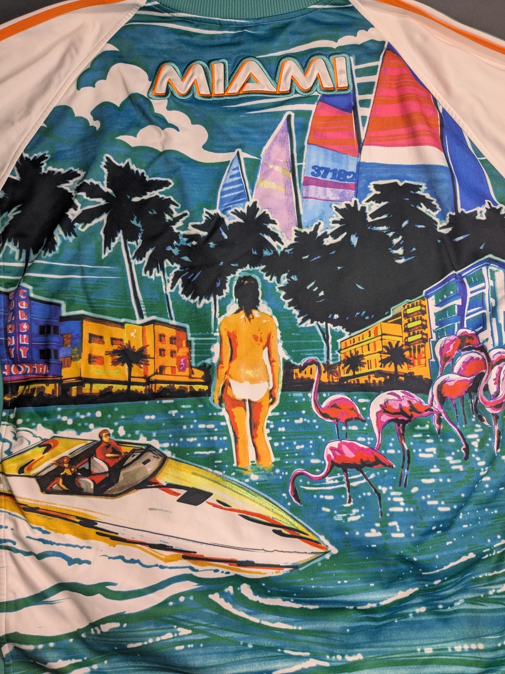 Very Rare Adidas Originals Miami City Series Jacket Firebird Track Top Mens 3XL - Picture 10 of 11